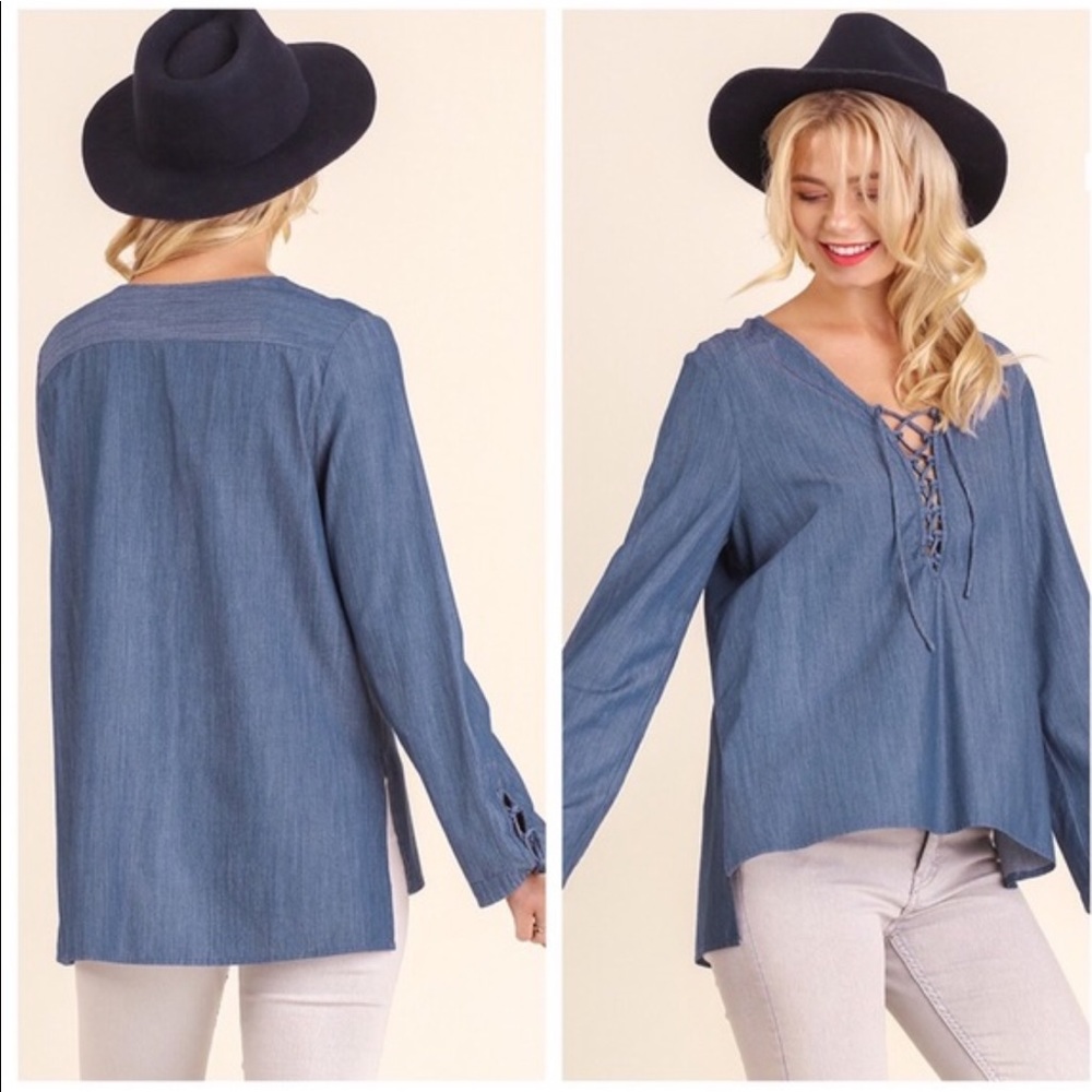 JEAN LIKE MATERIAL TOP